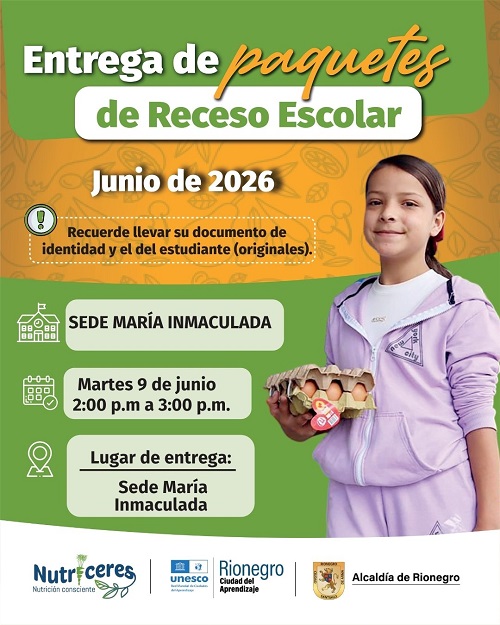 Entrega de Paquete Nutricional Receso de junio 2026- Sede María inmaculada